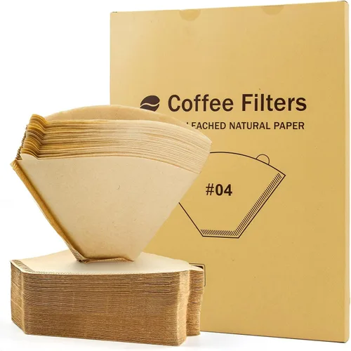 Miniatura 10 de 100 filtros de café en cono #4 de 8 a 12 tazas, papel natural sin blanquear, filtros de café desechables, 4 papel de cono, filtros de papel