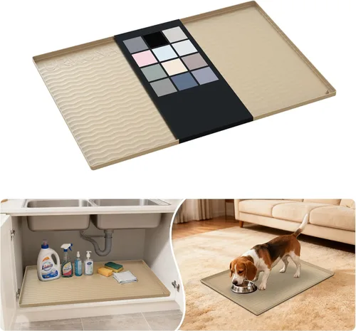 Miniatura 86 de URMONA Tapete de silicona impermeable para debajo del fregadero, 34 x 22 pulgadas, forro para estante de cocina y baño, protector de gabinetes