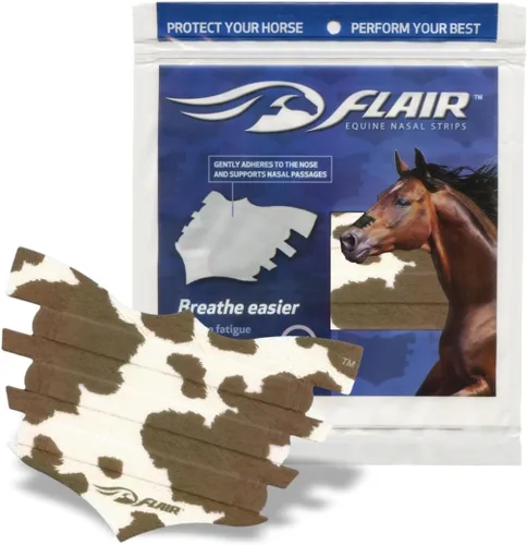 Miniatura 2 de Flair Tiras nasales equinas para caballos (negro, paquete de 6), tiras nasales adhesivas equinas y soporte, mejora la respiración para competición