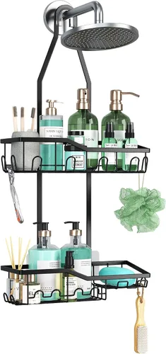 Organizador de ducha colgante, organizador de ducha antioxidante, organizador de ducha de 2 niveles para colgar en el baño, antideslizante y
