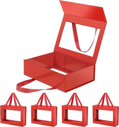 Miniatura 59 de Caja de regalo negra con ventana, caja de regalo magnética transparente para regalo, caja de propuesta de padrino de boda (10.5 x 7.5 x 3 pulgadas)