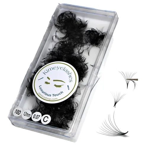 Miniatura 3 de 6D 0.07 C y D Curl 1000 abanicos de volumen prefabricados, abanicos sueltos, extensiones de pestañas hechas a mano, suministros de pestañas