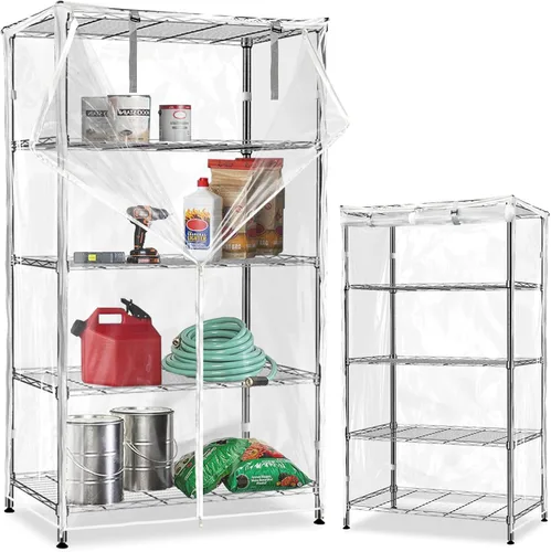 Miniatura 10 de Cubierta de estante impermeable, para exteriores, 600D, de servicio pesado, resistente al polvo, 48 x 18 x 72 pulgadas, fundas de estante para Negro