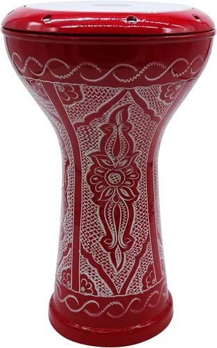 Miniatura 2 de The Wave Zaza Percussion - Darbuka Doumbek estilo egipcio de 17 pulgadas (rojo brillante, grabado)