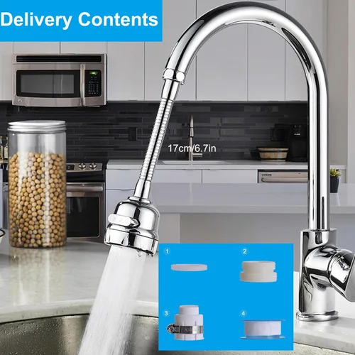 Miniatura 7 de Wodgreat Accesorio rociador de grifo de cocina, extensor de grifo móvil con 4 modos de pulverización, cabezal giratorio de 360°, ducha de refuerzo