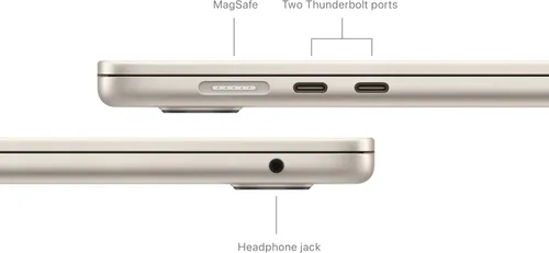 Miniatura 4 de Apple MacBook Air 2024 con chip Apple M3, 15 pulgadas, 8 GB de RAM, 256 GB de almacenamiento SSD, QWERTY English, Starlight (renovado)
