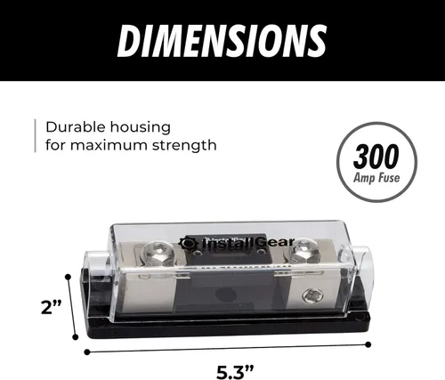 Miniatura 3 de InstallGear - Bloque de fusibles con portafusibles ANL y cubierta transparente - Fusibles de 300 amperios para protección segura del circuito - Caja
