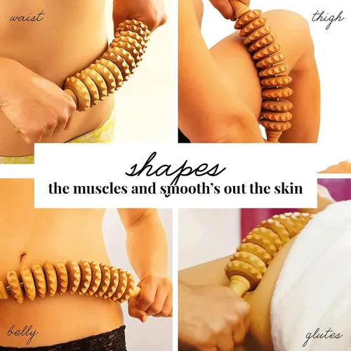Miniatura 2 de tuuli Accesorios Maderotherapy Set de madera masajeador Rodillo trasero Celulitis Dispositivo de drenaje linfático Copa sueca