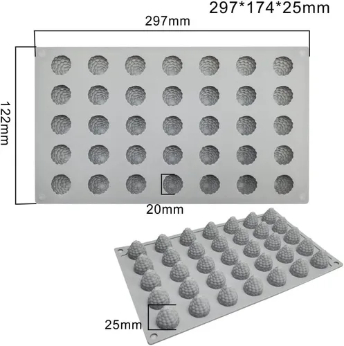 Miniatura 4 de mostsom Molde de Silicona 3D de Frambuesa de 35 Cavidades para Fondant Chocolate Dulces Pasta de Goma Arcilla Polimérica Resina Cocina Horneado