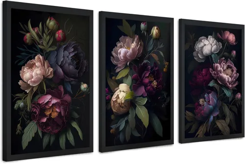Miniatura 17 de ICHZUMW Arte de pared floral botánico neutro, decoración de pared de flores de granja en blanco y negro, impresiones en lienzo de arte lineal