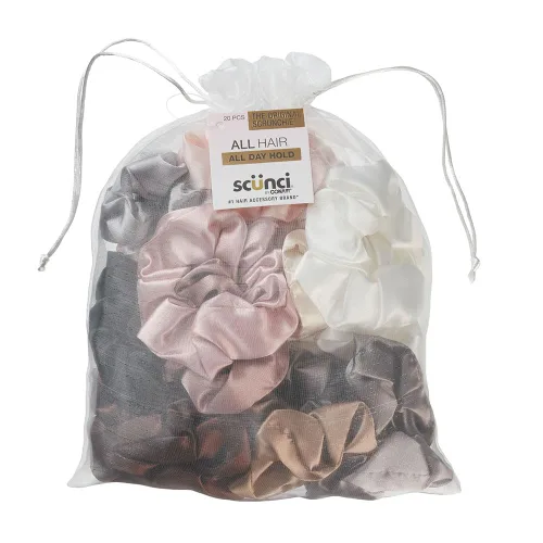 Miniatura 9 de Scunci by Conair The Original Satin Scrunchies 20pk - Accesorios para el cabello para niñas y mujeres - Ideal para todo tipo de cabello - Varios
