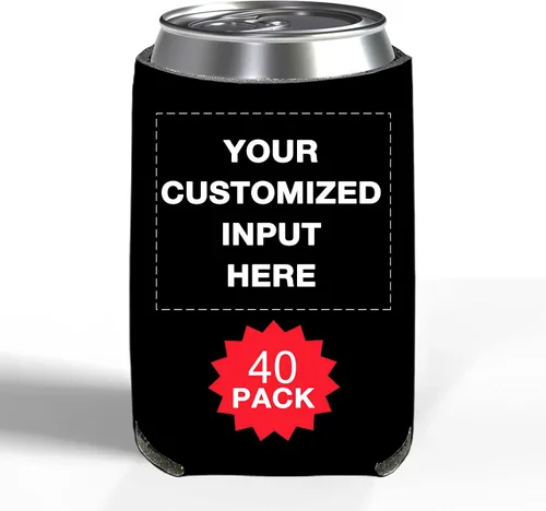 Miniatura 27 de Enfriadores de cerveza personalizados con manga de lata, 20 unidades, enfriador de latas personalizado con logotipo de foto para bodas, pesca, Negro