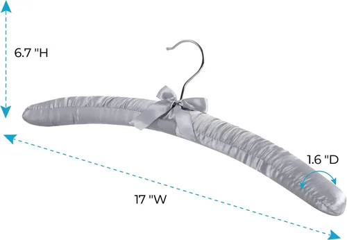 Miniatura 8 de JS HANGER Percha acolchada para suéteres, perchas extra grandes de 17 pulgadas con cubierta de satén, sin protuberancias de hombro para ropa de Gris