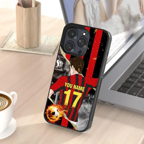 Miniatura 7 de Fundas personalizadas con nombre y número de fútbol para iPhone 11, 12, 13, 14, 15, 16, 17, 16 Pro Max Plus Mini, Samsung Galaxy Note10 Note20 S8 9