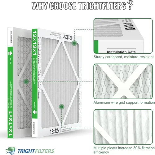 Miniatura 4 de TRIGHTFILTERS 12x12x1 Filtro de aire 4 paquete, MERV 8 Filtros de aire plisados de defensa contra el polvo de reemplazo para aire acondicionado HVAC
