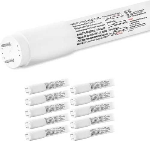 Miniatura 10 de hykolity Paquete de 20 Tubos de Luz LED T8 Híbridos Tipo A+B 3CCT de 4 Pies, 18W, 4000K/5000K/6500K Seleccionables, Plug & Play o Bypass de Balasto