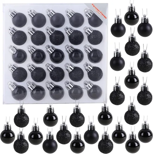 Miniatura 23 de Christmas Concepts® Juego de 25 mini bolas para árbol de Navidad - 25 mm - Adornos colgantes decorados con acabado brillante, mate y purpurina