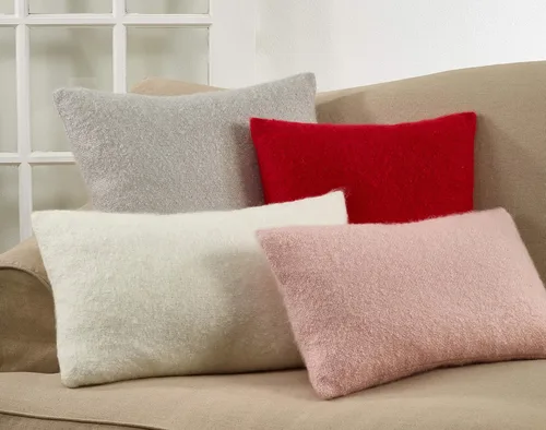 Miniatura 3 de SARO LIFESTYLE Angora Collection - Almohada de plumón de mohair sintético, 22 pulgadas, color gris