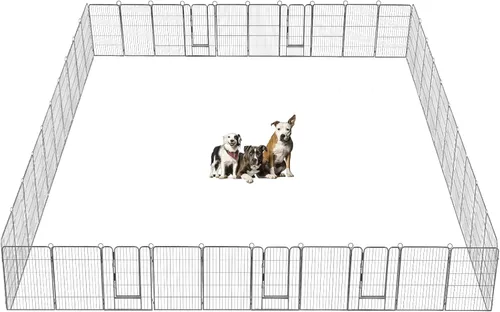 Miniatura 11 de Corralito plegable de metal para perros con puerta de puerta, valla de metal resistente para animales pequeños, perrera para exteriores
