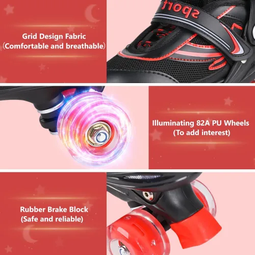 Miniatura 4 de Patines en línea G MGY OLED para niños pequeños, patines ajustables en 4 tallas con todas las ruedas iluminadas, patines iluminados divertidos