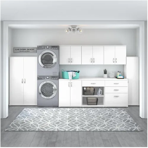 Miniatura 4 de Bush Business Furniture - Armario de almacenamiento universal para lavadero con puertas y estantes en color blanco