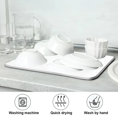 Miniatura 14 de Tapete rojo para secar platos pequeños, accesorios de cocina, tapete escurridor de platos de microfibra, resistente al calor, 16 x 18 pulgadas