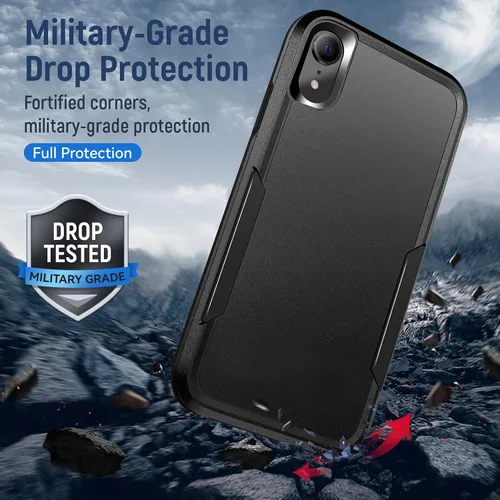 Miniatura 2 de Funda para iPhone XR con protección de pantalla: resistente a prueba de golpes y arañazos Funda para iPhone XR-Negro