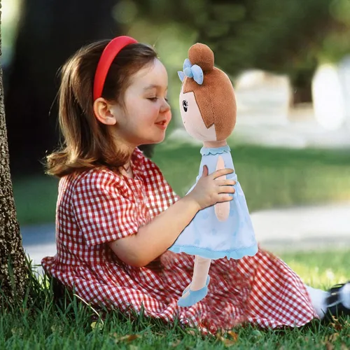 Miniatura 4 de Conzy Muñecas de bebé, regalos para niñas, juguete de peluche de 17.3 in en color azul, muñeca de trapo suave para bebés con bolsa de regalo de 17.3