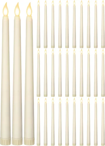 Retisee 30 velas LED sin llama de 11 pulgadas, a granel, funciona con pilas, velas LED parpadeantes para decoración de San Valentín, cumpleaños,