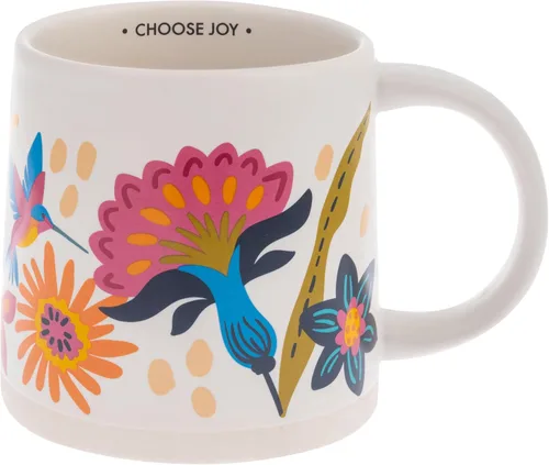 Karma, Taza Shelly de 14 onzas, bonita taza de café y té, tazas de café de cerámica para mujeres y hombres, elige alegría