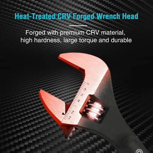 Miniatura 4 de DURATECH Llave de trinquete de construcción ajustable de 12 pulgadas, acabado de óxido negro, acero CR-V, marcas de escala SAE y métrica, agujeros