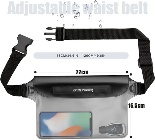 Miniatura 5 de ECHTPower Paquete de 2 bolsas impermeables, riñonera impermeable, bolsa seca impermeable con correa ajustable para la cintura para playa, natación