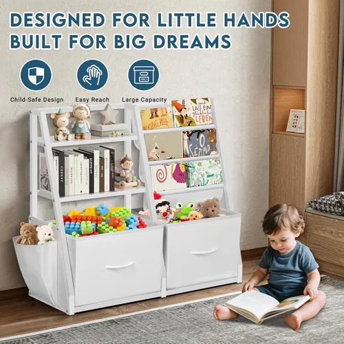 Miniatura 3 de LOFTEY Estantería infantil y almacenamiento de juguetes, estante para libros para habitación de niños, estantería Montessori para niños pequeños