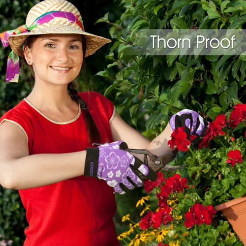 Miniatura 5 de COOLJOB Guantes medianos de trabajo de jardinería para mujeres y damas, a prueba de espinas para poda de rosas, manejo de cactus, plantación
