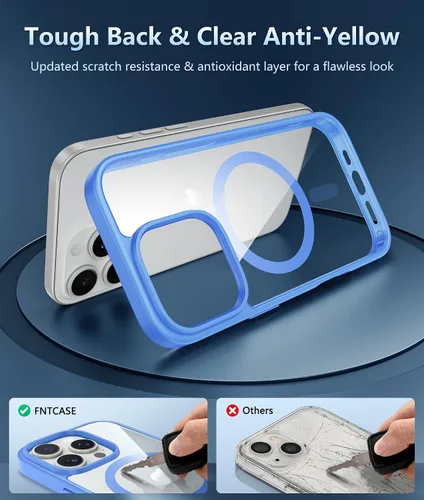 Miniatura 831 de FNTCASE Funda para iPhone 13 Pro-Max: Fundas magnéticas transparentes compatibles con Magsafe Slim anti amarillamiento protección contra caídas
