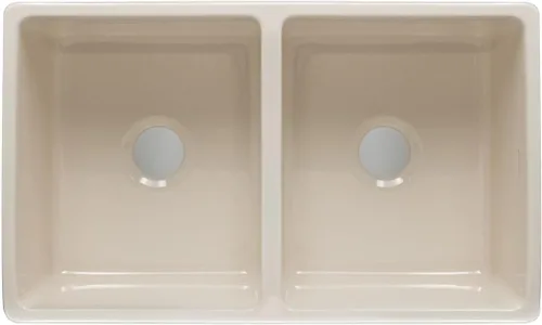 Miniatura 2 de Whitehaus Collection Quatro Alcove - Fregadero de cocina reversible de doble cuenco Farmhaus con borde frontal acanalado de 2 pulgadas en un lado