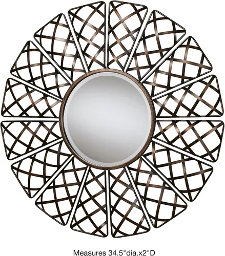 Miniatura 3 de Touch of Class Helia - Escultura de pared con espejo de bronce de 34.5 pulgadas de diámetro, decoración artística de espejo para baño, dormitorio
