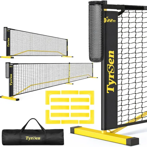 Miniatura 10 de Portable Pickleball Net for Driveway, 22 FT Regulation Size & 11 FT Half Court Size Pickle Ball Net with Ball Collector, 2-in-1 Pickle Ball Net with