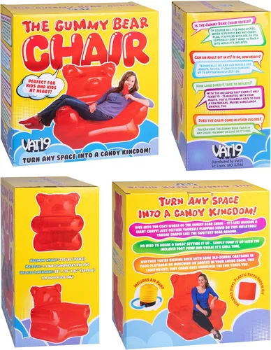 Miniatura 4 de VAT19 The Gummy Bear - Silla inflable, PVC, rojo, estilo ecléctico para relajarse, decoración