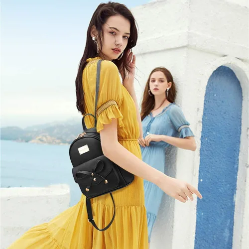 Miniatura 6 de Bonita mochila de piel con lazo para mujer