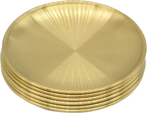 6 Piezas Bandejas Circulares para Baratijas de 5.5 Pulgadas, Acero Inoxidable Dorado, para Bandejas de Servir Almacenamiento de Toallas Plato