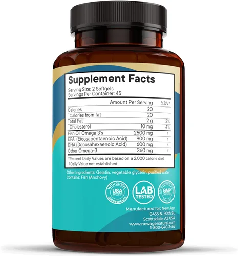 Miniatura 6 de NEW AGE Suplemento de aceite de pescado Omega 3 para el sistema inmunológico y de apoyo a la salud, promueve la salud de las articulaciones
