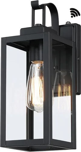 WISBEAM Luz negra para porche al aire libre del anochecer al amanecer, aplique de pared para exteriores de 14 pulgadas, base E26 de 60 W máximo,
