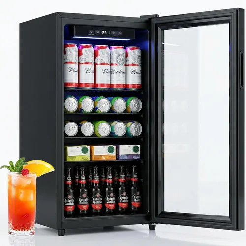 Miniatura 12 de Anypro Refrigerador y enfriador de bebidas de 2.6 pies cúbicos, refrigerador con puerta de vidrio templado, refrigerador para 126 latas de vino
