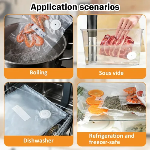 Miniatura 8 de Bolsas selladoras al vacío reutilizables para alimentos, 60 unidades de 8 x 10 pulgadas y 10 x 11 pulgadas, bolsas selladoras al vacío para cocinar