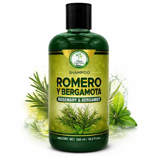 Romero, Sábila & Bergamota Shampoo (romero, aloe vera y bergamota) – 16.9 fl oz – Cuidado nutritivo del cabello – Brillo natural y fuerza – Cabello
