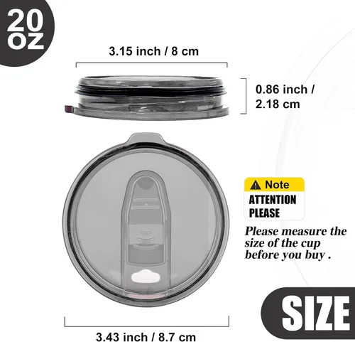 Miniatura 2 de 2 tapas de repuesto para tapas de vaso de acero inoxidable de 20 onzas. Solo reemplaza las cubiertas con un diámetro superior de 3.4 pulgadas