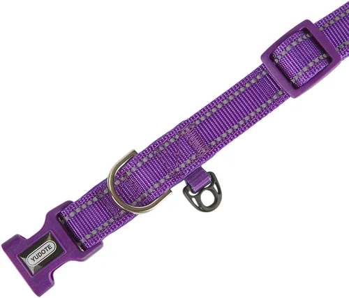 Miniatura 3 de Collar de nailon reflectante para perro con acolchado de neopreno transpirable, ajustable para perros pequeños (9.8 a 15 pulgadas, morado)