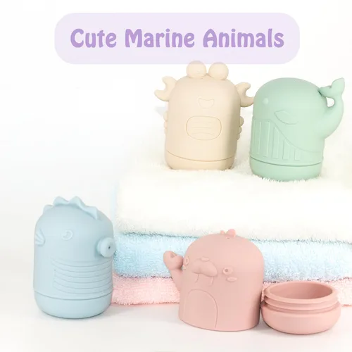 Miniatura 8 de Ginbear Juguetes de baño de silicona para bebés, no tóxicos, sin moho, juguetes para bañera para niños pequeños de 6 meses en adelante, paquete de 4