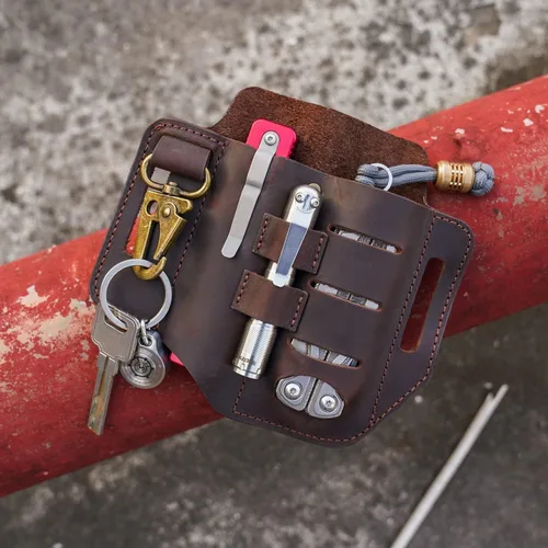 Miniatura 8 de Funda de cuero EDC, organizador de bolsillo de cuero multiherramienta